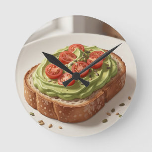Avocado Tomaat Toast Verse Ontbijtkunst Ronde Klok