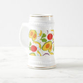 Avocado Tomato Salad Greenery Pattern Bierpul (Voorkant links)