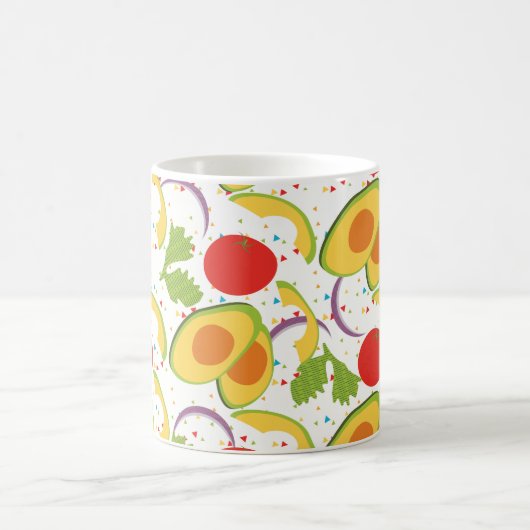 Avocado Tomato Salad Greenery Pattern Koffiemok (Center)