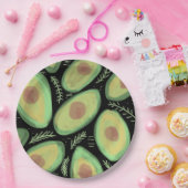 Avocado Tomato Salad Greenery Pattern Papieren Bordje (Feest)