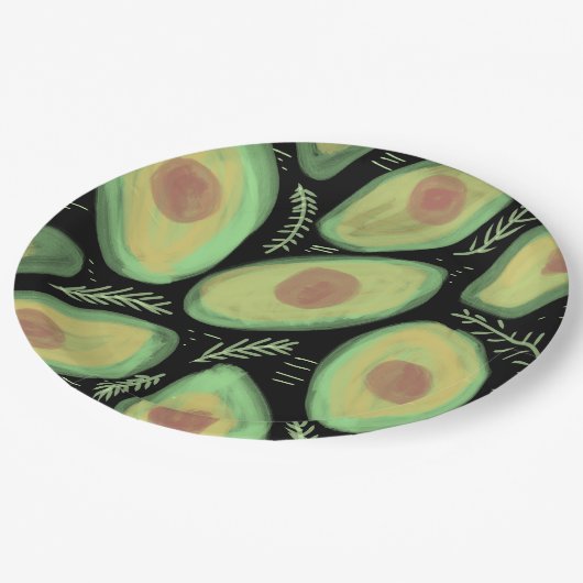 Avocado Tomato Salad Greenery Pattern Papieren Bordje (Gekanteld)