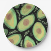 Avocado Tomato Salad Greenery Pattern Papieren Bordje (Voorkant)