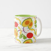 Avocado Tomato Salad Greenery Pattern Tweekleurige Koffiemok (Voorkant rechts)