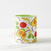 Avocado Tomato Salad Greenery Pattern Tweekleurige Koffiemok (Center)