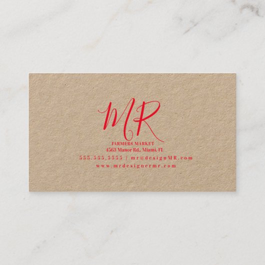 Avocado Tomato Salad Greenery Pattern Visitekaartje (Achterkant)