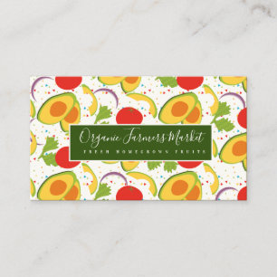 Avocado Tomato Salad Greenery Pattern Visitekaartje