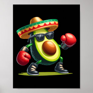 Avocado toont boksvaardigheden Cinco de Mayo Grapp Poster