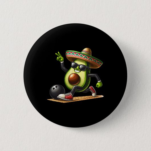 Avocado toont bowlingvaardigheden Cinco de Mayo Gr Ronde Button 5,7 Cm (Voorkant)