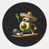 Avocado toont bowlingvaardigheden Cinco de Mayo Gr Ronde Sticker (Voorkant)