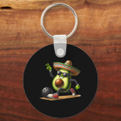 Avocado toont bowlingvaardigheden Cinco de Mayo Gr Sleutelhanger (Voorkant)