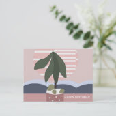 Avocado Tree Blush Muted Birthday Briefkaart (Staand voorkant)
