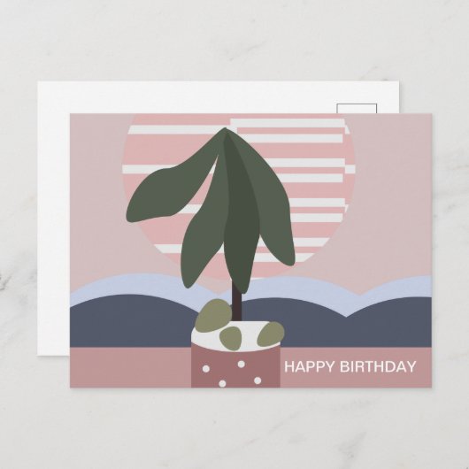 Avocado Tree Blush Muted Birthday Briefkaart (Voorkant / Achterkant)