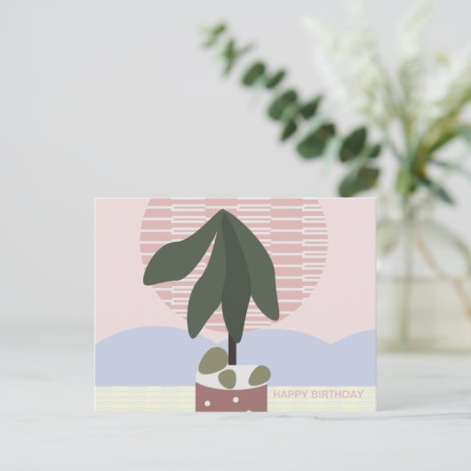 Avocado Tree Blush Muted Birthday Geometric Briefkaart (Staand voorkant)