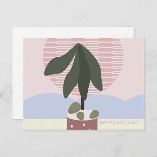 Avocado Tree Blush Muted Birthday Geometric Briefkaart (Voorkant / Achterkant)