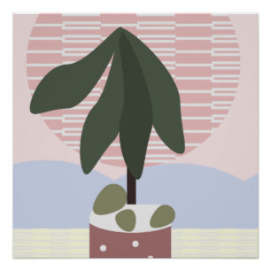 Avocado Tree Blush Muted Geometric Perfect Poster