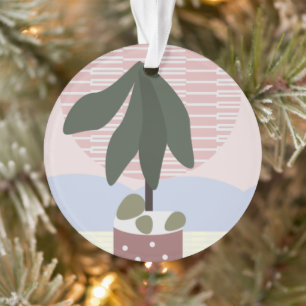 Avocado Tree Blush Muted Geometric Pink Green Ornament