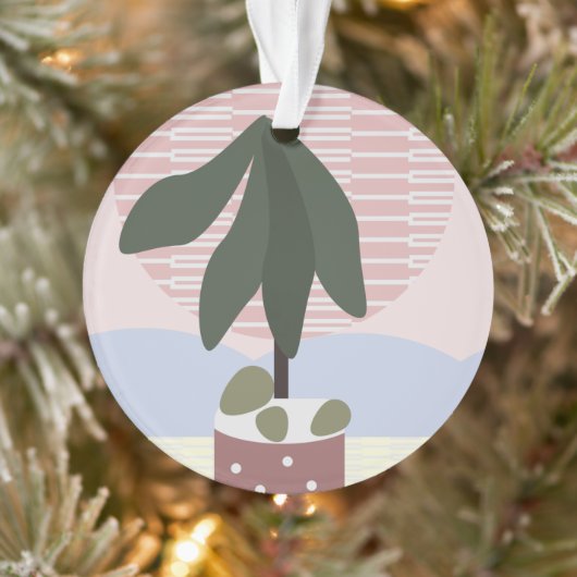 Avocado Tree Blush Muted Geometric Pink Green Ornament (Boom)