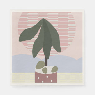 Avocado Tree Blush Muted Geometric Pink Green Servet