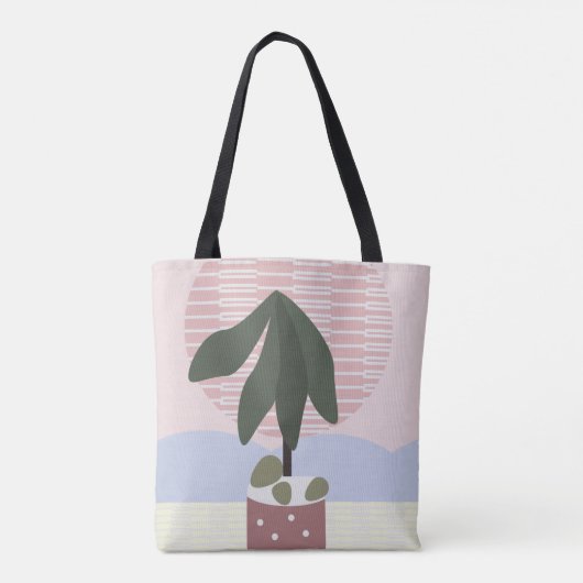 Avocado Tree Blush Muted Geometric Pink Green Tote Bag (Achterkant)