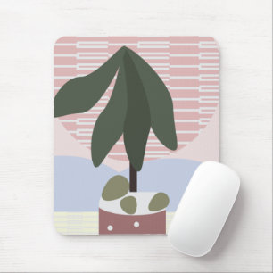 Avocado Tree Blush Stille Geometrische Vorm Muismat