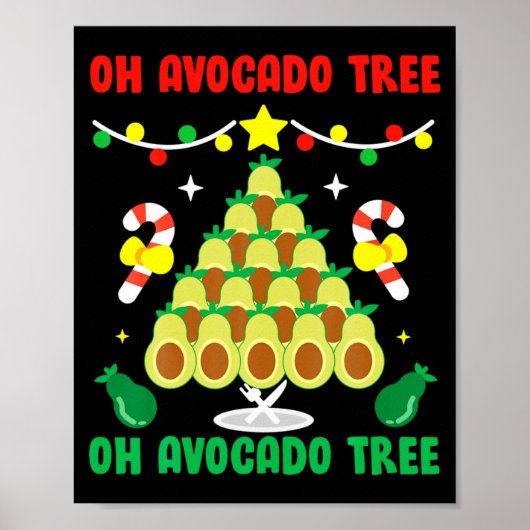 Avocado Tree Funny Food Vegan Christmas Gift  Poster (Voorkant)