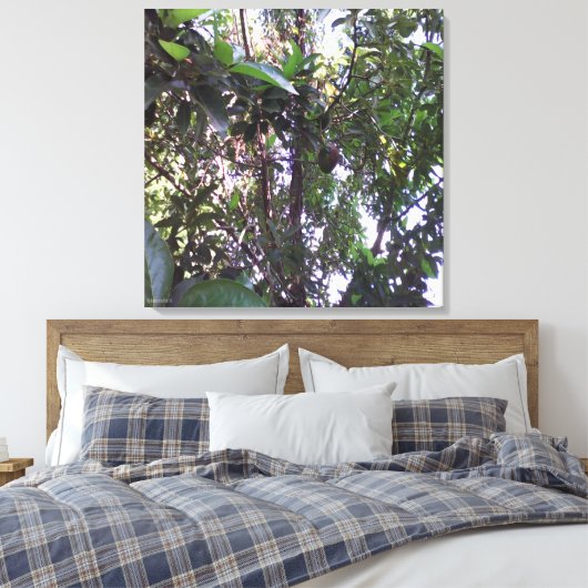 Avocado Tree - Olijfgroene sierstrip Canvas Afdruk (Insitu (Slaapkamer))