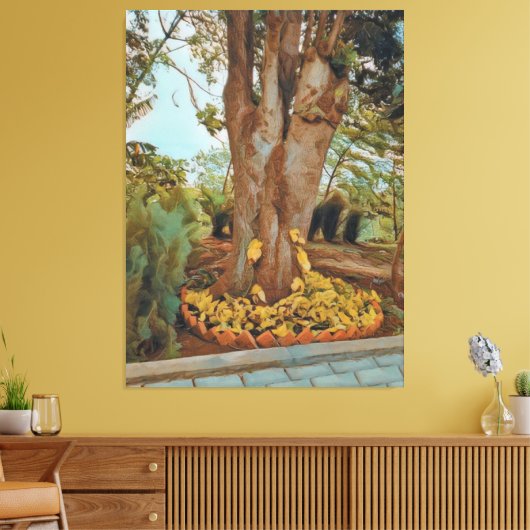 Avocado Tree & Philodendron Leaves Canvas Afdruk (Insitu (Woonkamer))