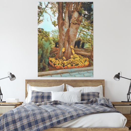Avocado Tree & Philodendron Leaves Canvas Afdruk (Insitu (Slaapkamer))