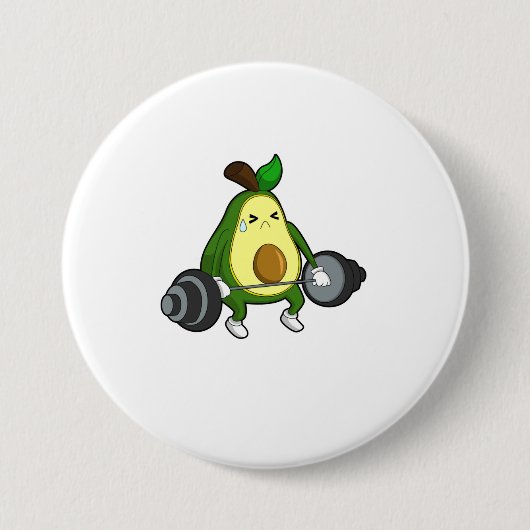 Avocado van Fitness met Barbell Ronde Button 7,6 Cm (Voorkant)