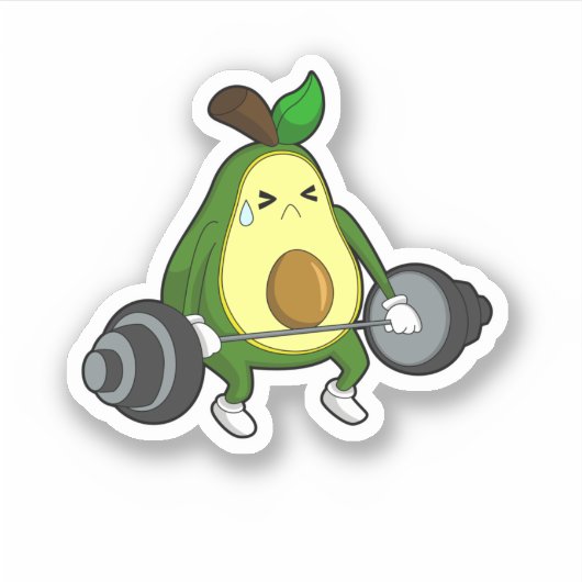 Avocado van Fitness met Barbell Sticker (Voorkant)