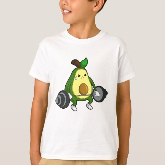 Avocado van Fitness met Barbell T-shirt (Voorkant)