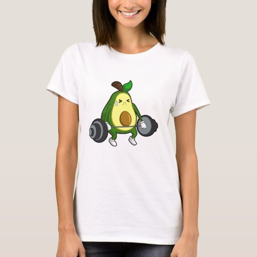 Avocado van Fitness met Barbell T-shirt (Voorkant)