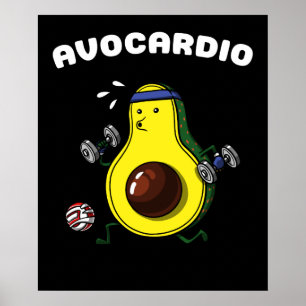 Avocado Vegan Fitness Cardio Workout Oefening Poster