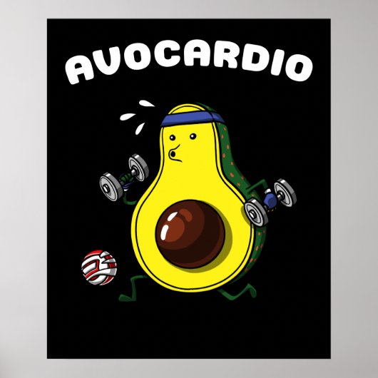Avocado Vegan Fitness Cardio Workout Oefening Poster (Voorkant)