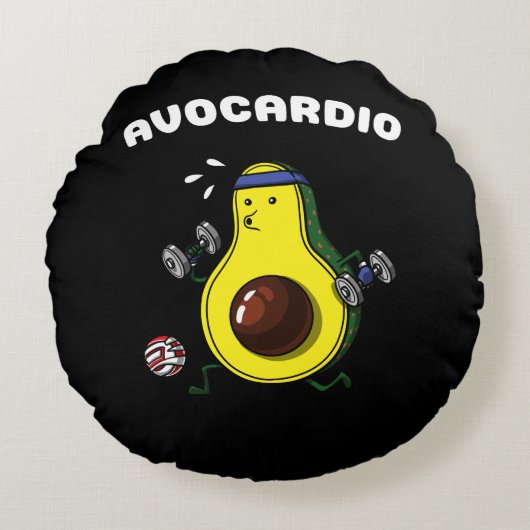 Avocado Vegan Fitness Cardio Workout Oefening Rond Kussen (Voorkant)