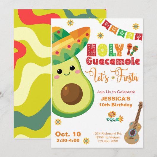 Avocado Verjaardag Fiesta Party Kinder Groen Rood Kaart (Voorkant / Achterkant)