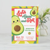 Avocado Verjaardagsfeestje Kinder Groene Rode Verj Kaart (Staand voorkant)