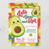 Avocado Verjaardagsfeestje Kinder Groene Rode Verj Kaart (Voorkant / Achterkant)