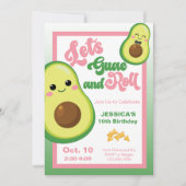 Avocado Verjaardagsfeestje Kinder Groene Roze Verj Kaart (Voorkant)