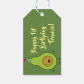 Avocado verjaardagsparty Kinder Cadeaulabel (Voorkant)
