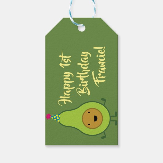 Avocado verjaardagsparty Kinder Cadeaulabel (Voorkant)