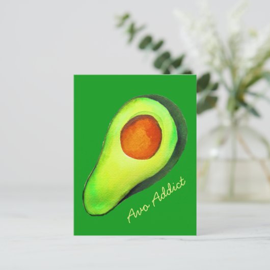 Avocado-verslaving groene schattige kunst briefkaart (Staand voorkant)