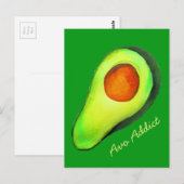 Avocado-verslaving groene schattige kunst briefkaart (Voorkant / Achterkant)