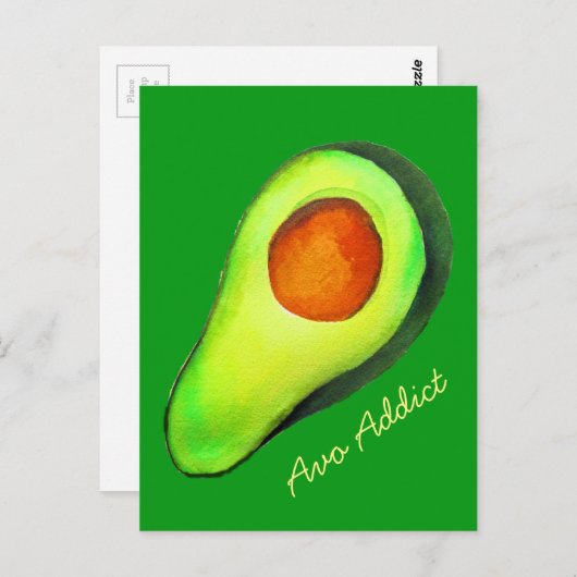Avocado-verslaving groene schattige kunst briefkaart (Voorkant / Achterkant)