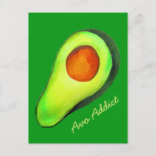 Avocado-verslaving groene schattige kunst briefkaart