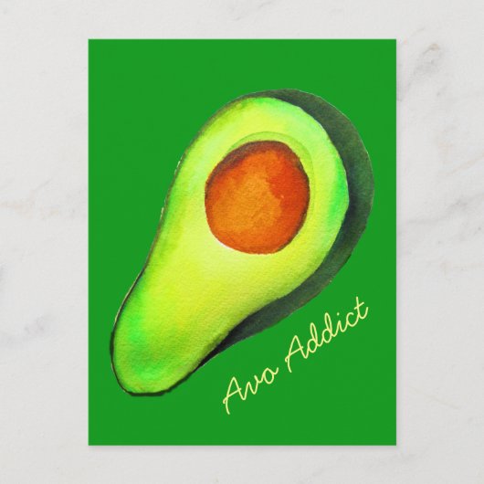 Avocado-verslaving groene schattige kunst briefkaart (Voorkant)
