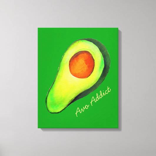 Avocado-verslaving groene schattige kunst canvas afdruk (Voorkant)