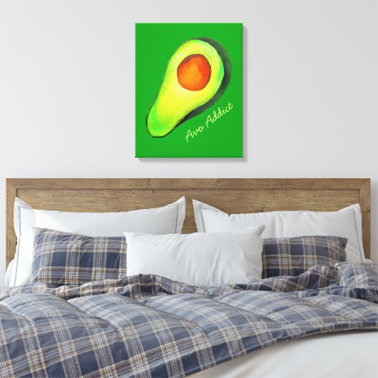 Avocado-verslaving groene schattige kunst canvas afdruk (Insitu (Slaapkamer))