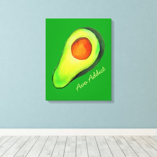 Avocado-verslaving groene schattige kunst canvas afdruk (Insitu (Houten vloer))