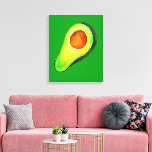 Avocado-verslaving groene schattige kunst canvas afdruk (Insitu (Woonkamer))